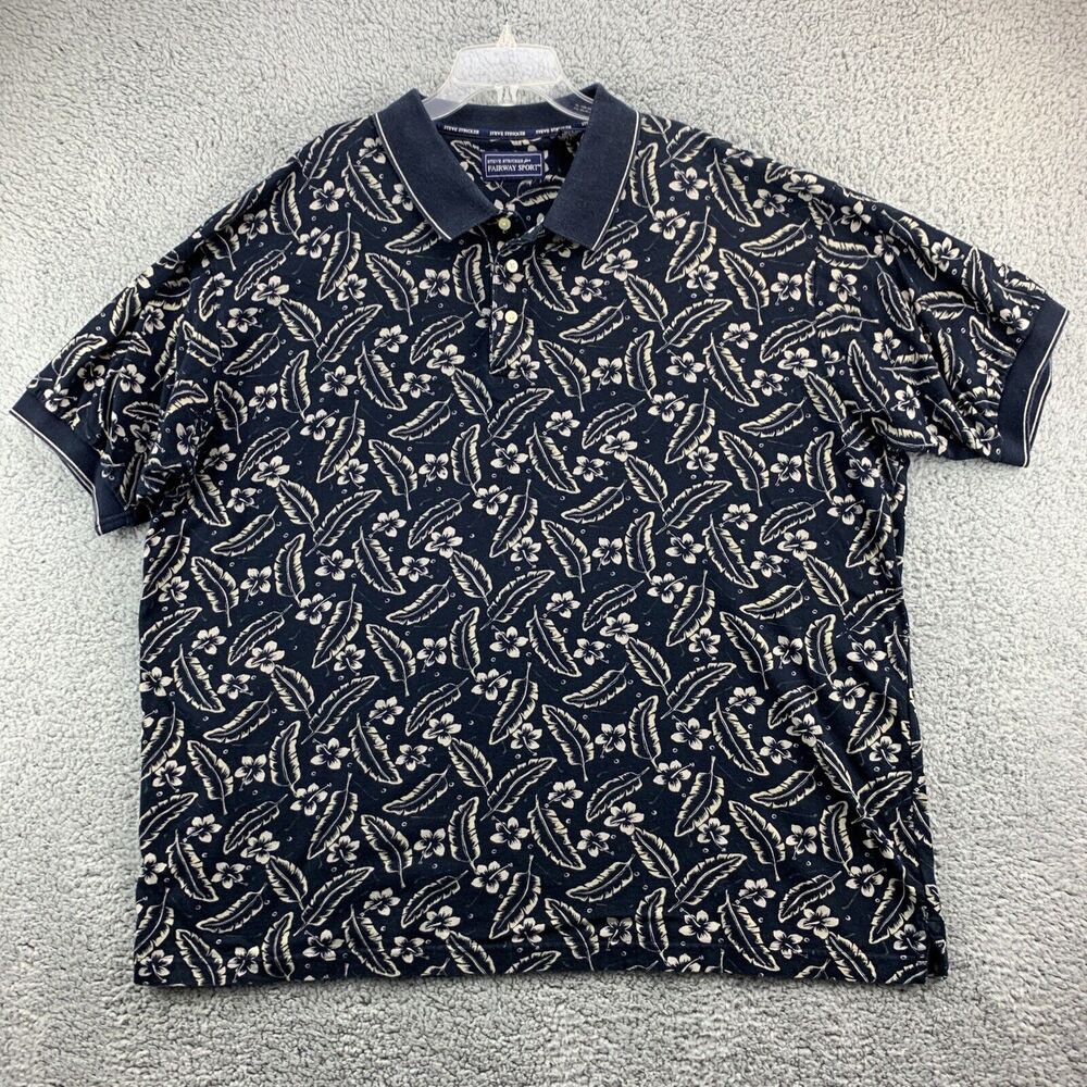Steve Stricker Fairway Sport Mens Polo Shirt XXL Short Sleeve Cotton Feather Blu